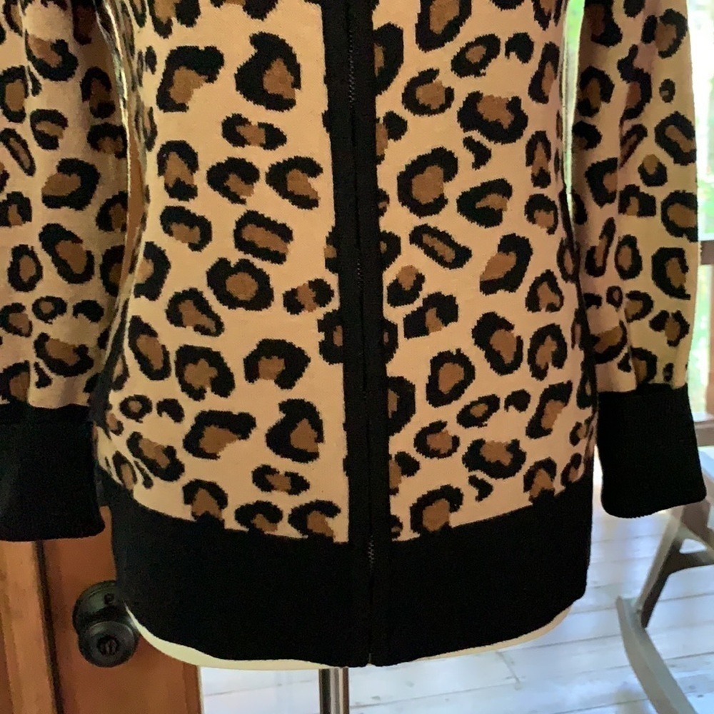 Rachel Zoe leopard print full zip cardigan sweater Size XS - Picture 7 of 11